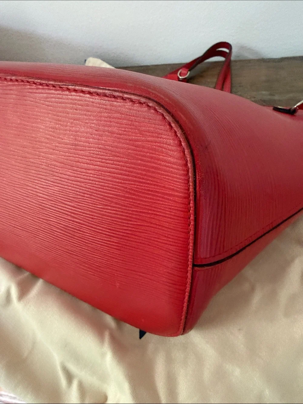 Louis Vuitton Red Epi Leather Hobo Tote